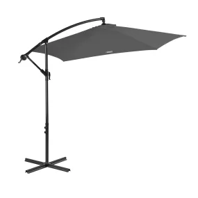 Milano 3M Outdoor Umbrella Cantilever With Protective Cover Patio Garden Shade - Charcoal