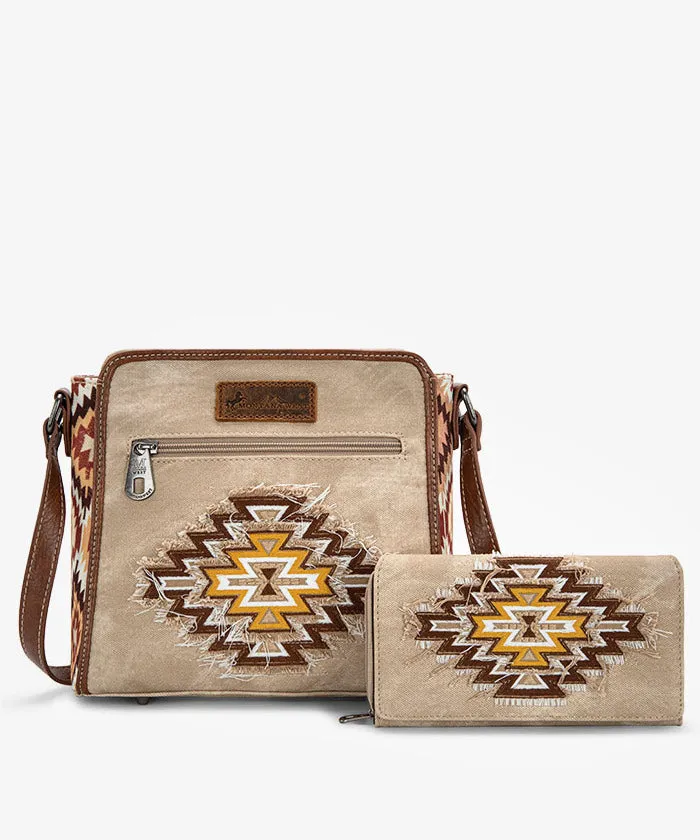 Montana West Aztec Denim Crossbody Bag Set