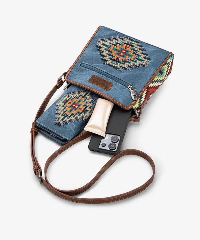 Montana West Aztec Denim Crossbody Bag Set