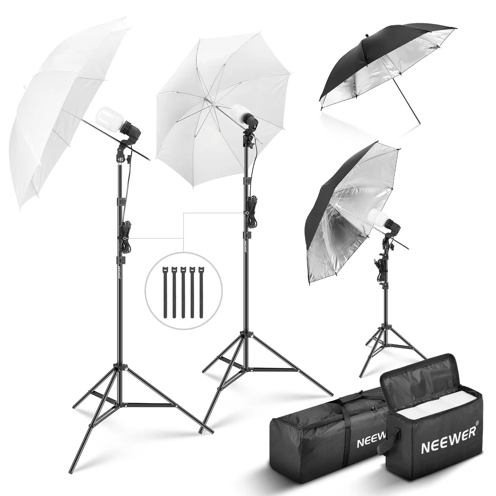 NEEWER NK500 600W Professional Photography Lighting Kit with Adjustable Stands and Softbox for Studio and Portrait Shooting