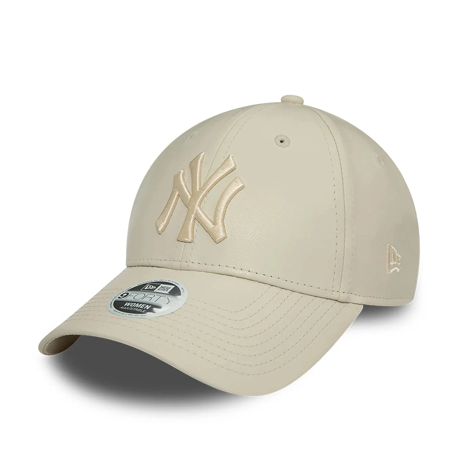 NEW ERA New York Yankees Faux Leather Womens Light Beige 9FORTY Adjustable Cap