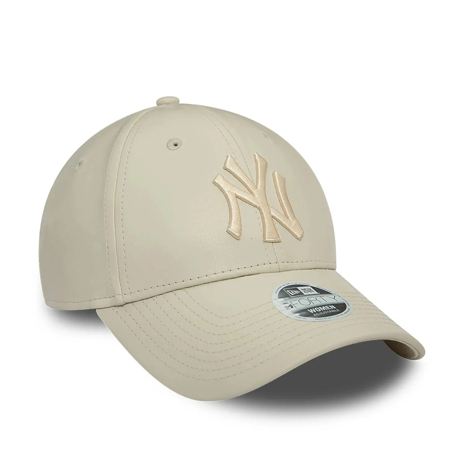 NEW ERA New York Yankees Faux Leather Womens Light Beige 9FORTY Adjustable Cap