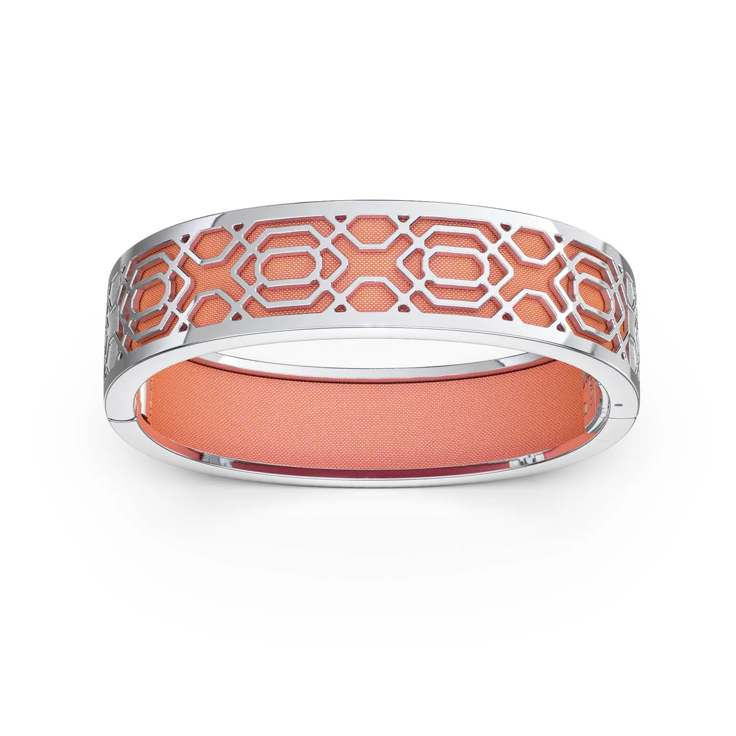 Peranakan Grace Bangle - Crossandra Orange - Sterling Silver