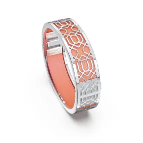 Peranakan Grace Bangle - Crossandra Orange - Sterling Silver