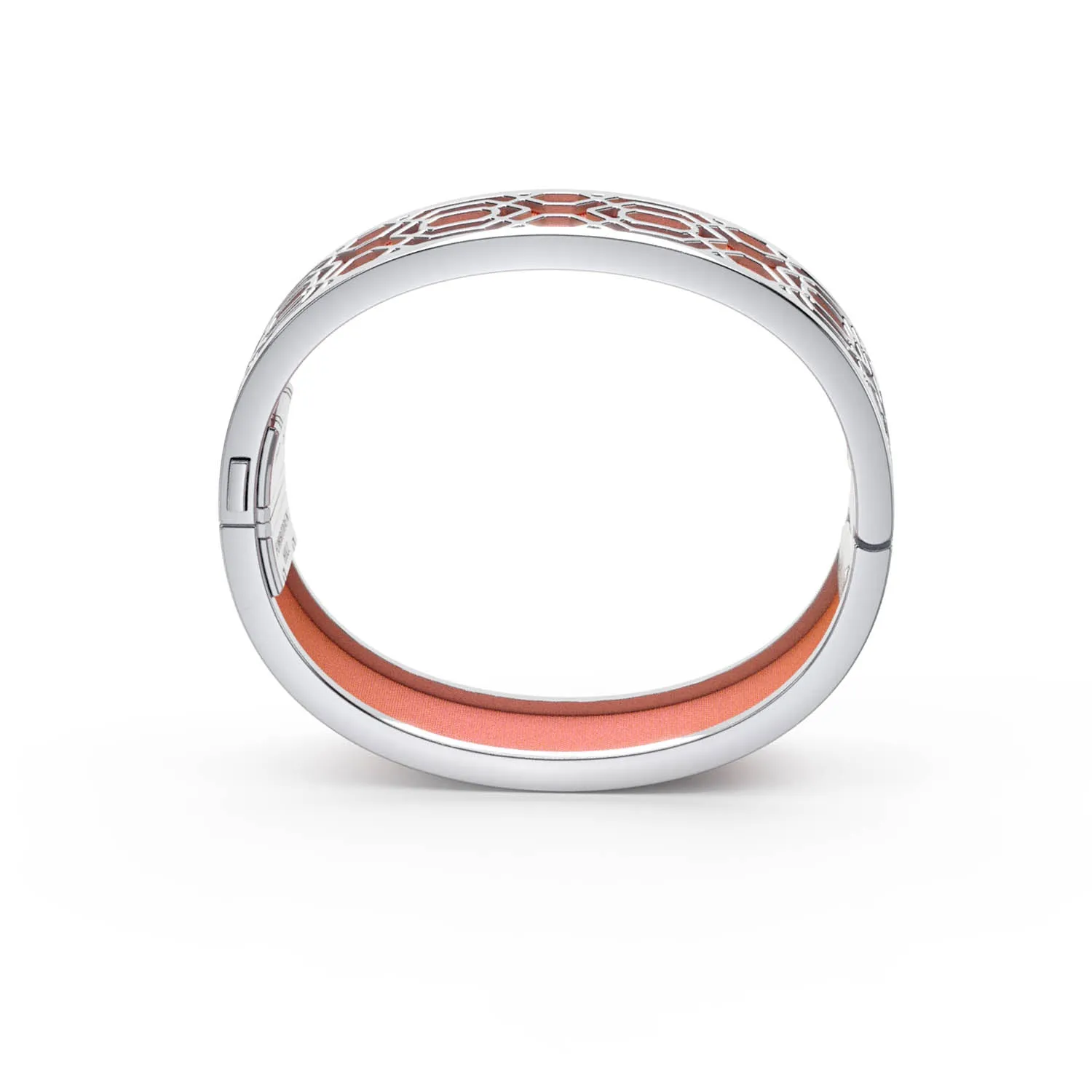 Peranakan Grace Bangle - Crossandra Orange - Sterling Silver