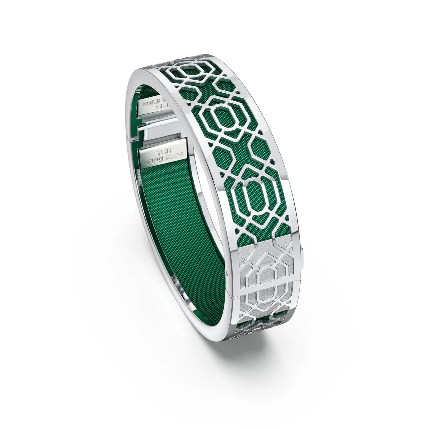 Peranakan Grace Bangle - Emerald Green - Sterling Silver