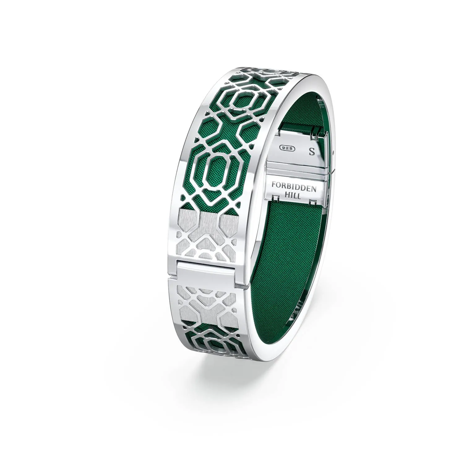 Peranakan Grace Bangle - Emerald Green - Sterling Silver