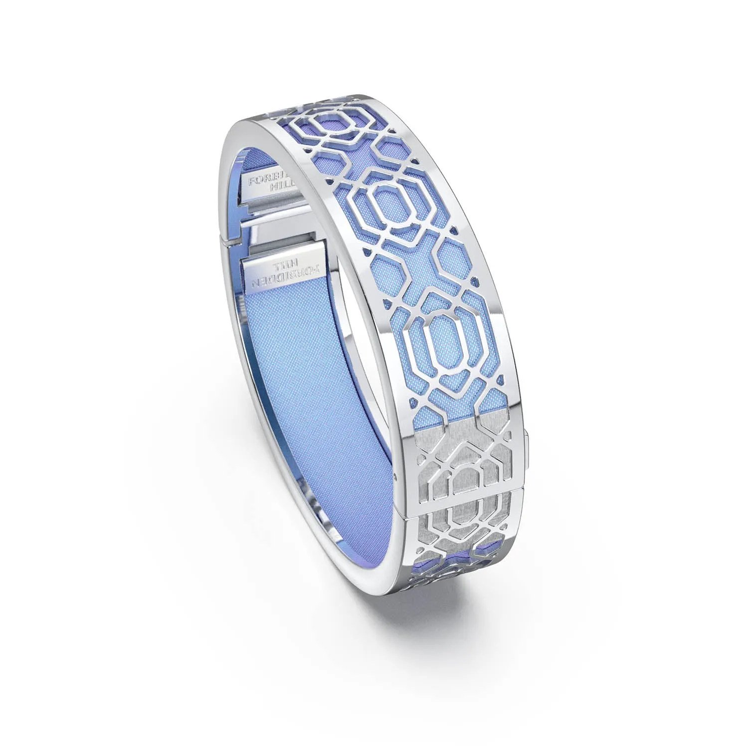 Peranakan Grace Bangle - Gazebo Blue - Sterling Silver