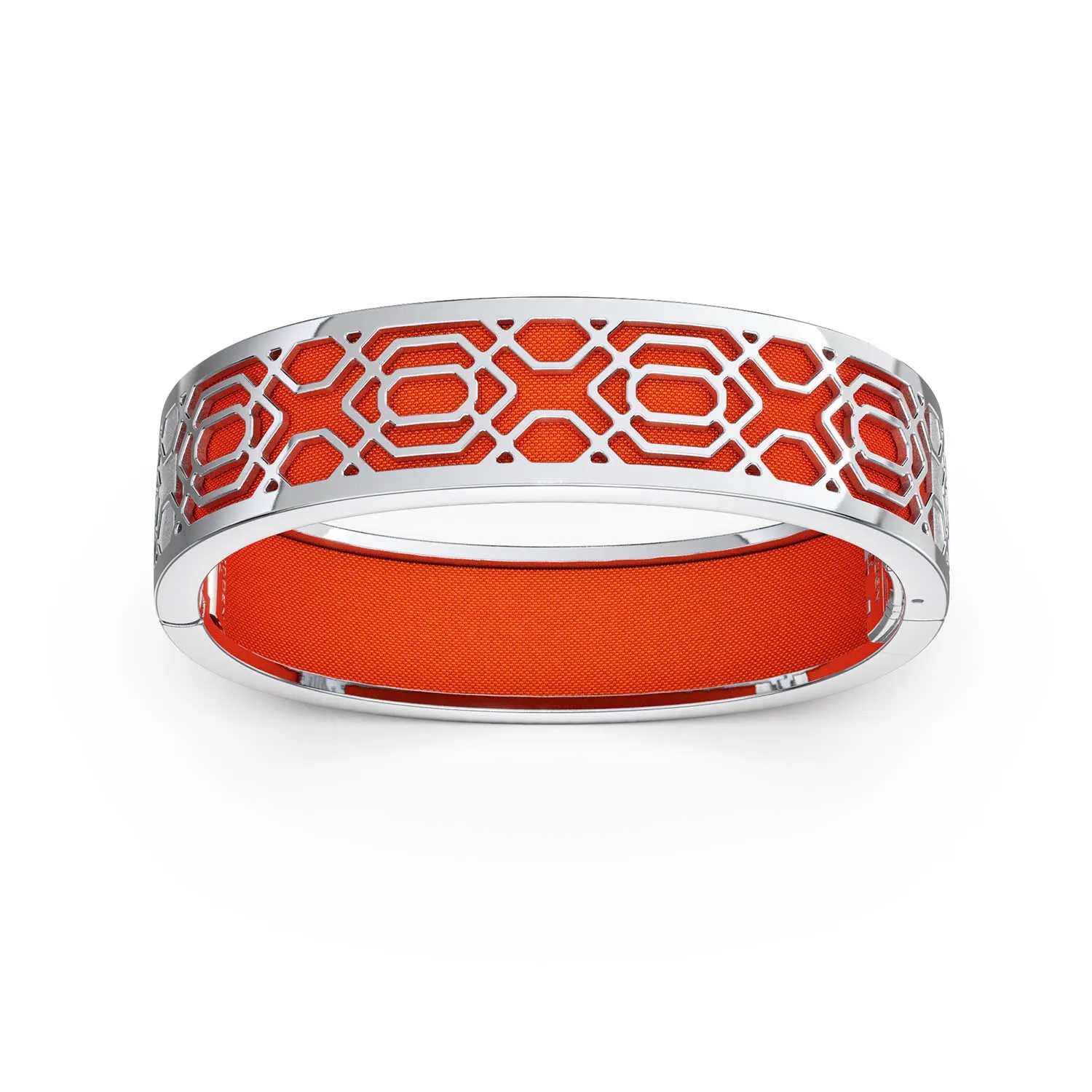 Peranakan Grace Bangle - Lava Orange - Sterling Silver