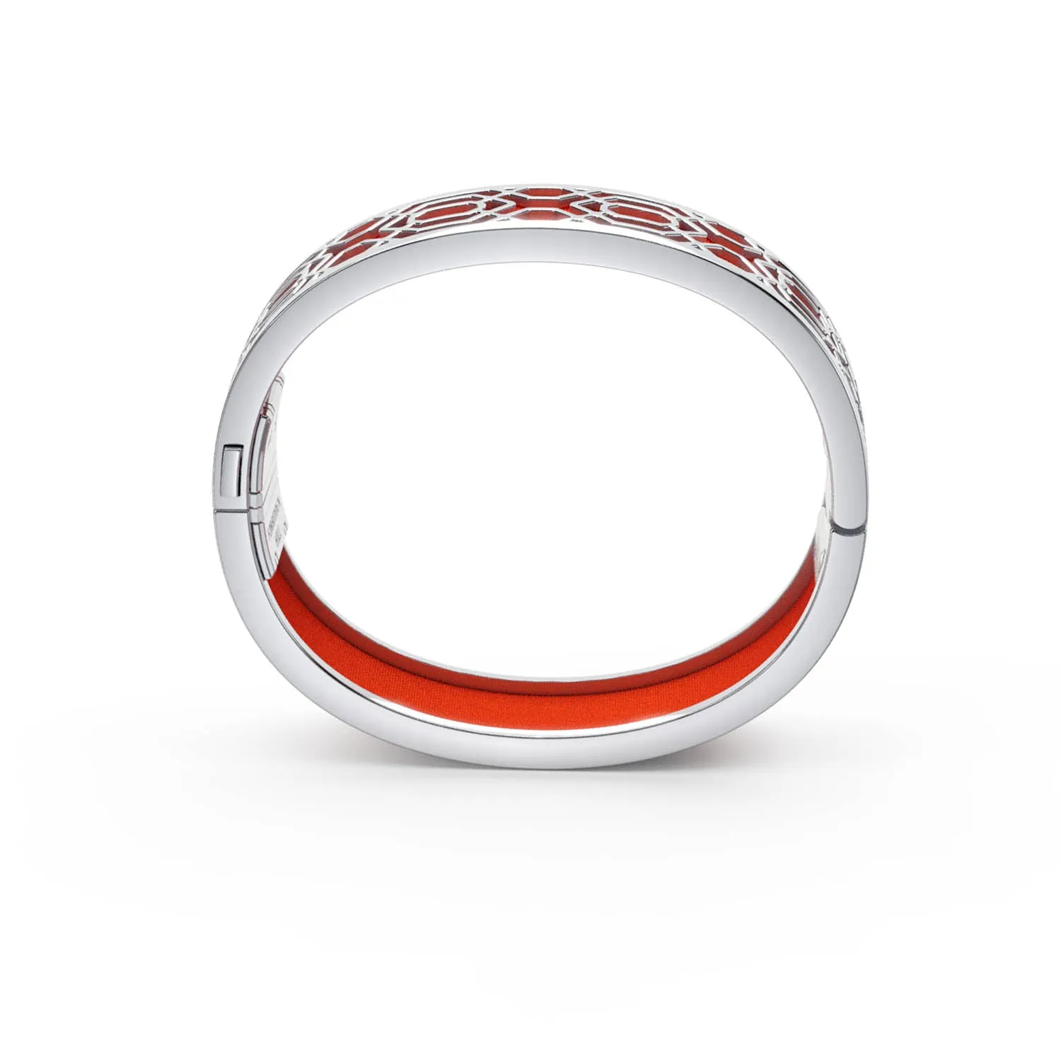 Peranakan Grace Bangle - Lava Orange - Sterling Silver