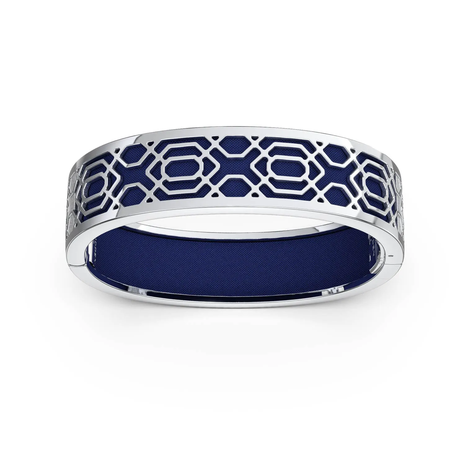 Peranakan Grace Bangle - Midnight Blue - Sterling Silver