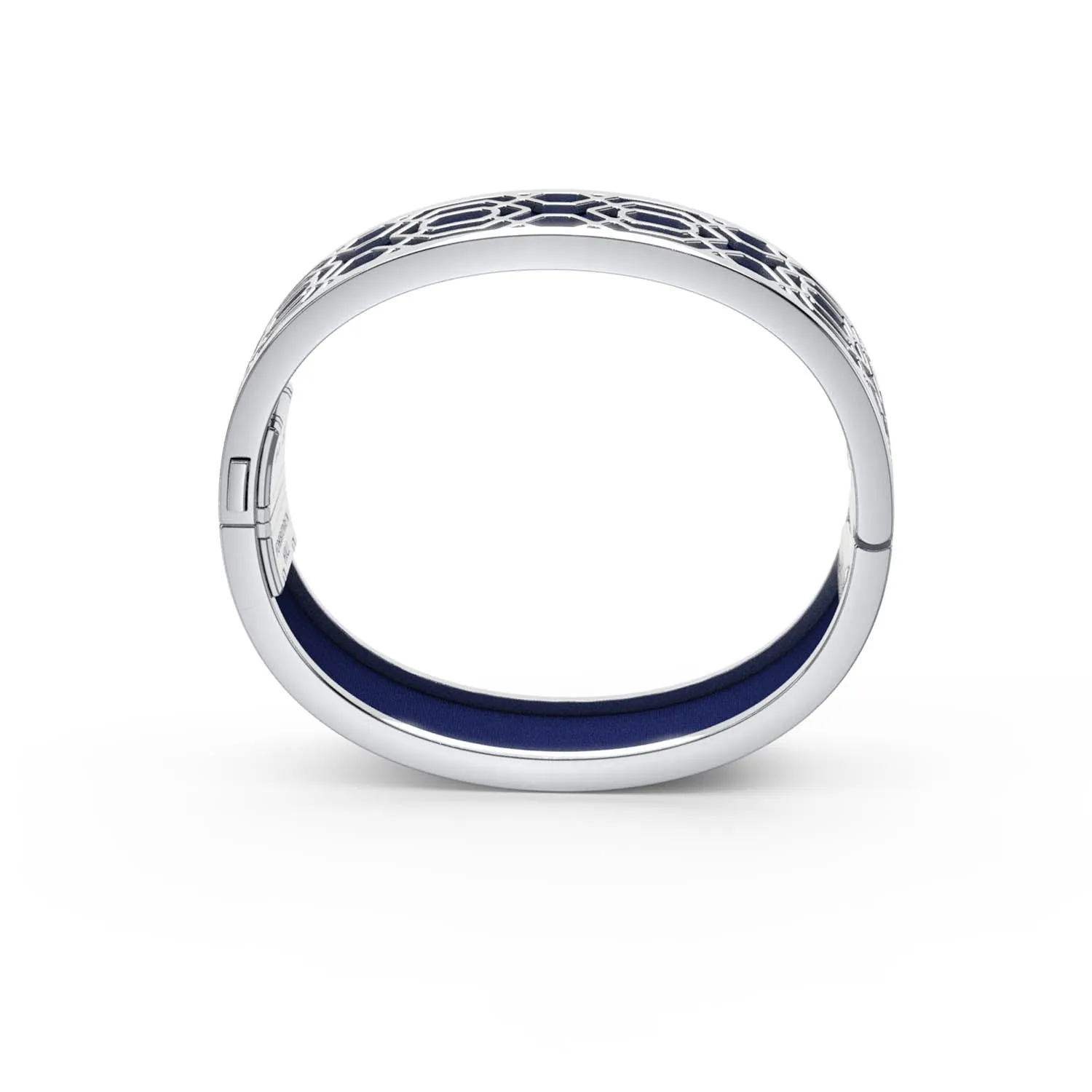 Peranakan Grace Bangle - Midnight Blue - Sterling Silver