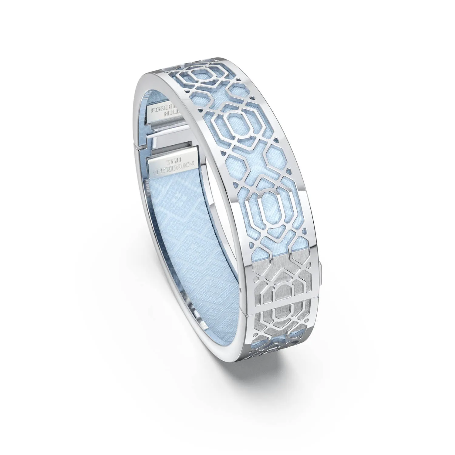 Peranakan Grace Bangle - Mist Blue - Sterling Silver