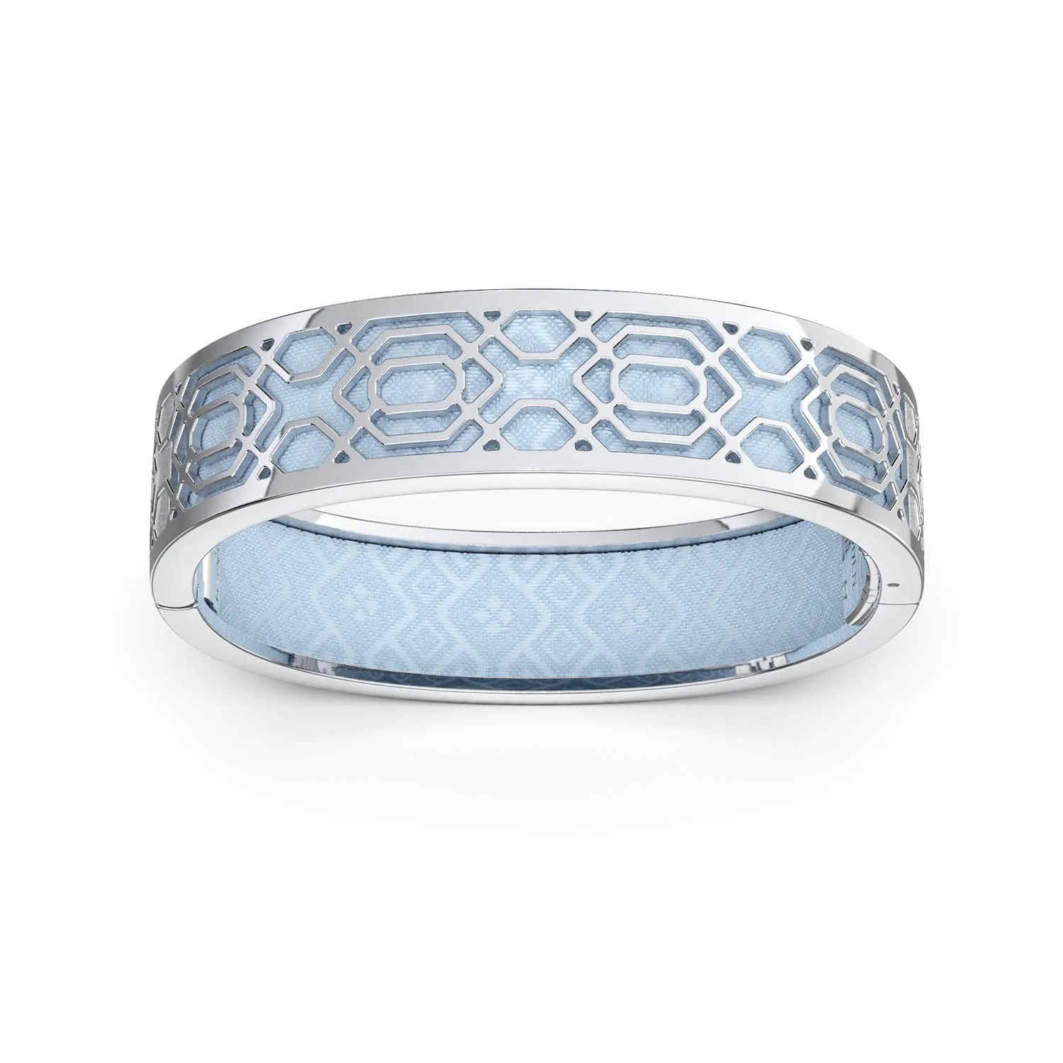 Peranakan Grace Bangle - Mist Blue - Sterling Silver