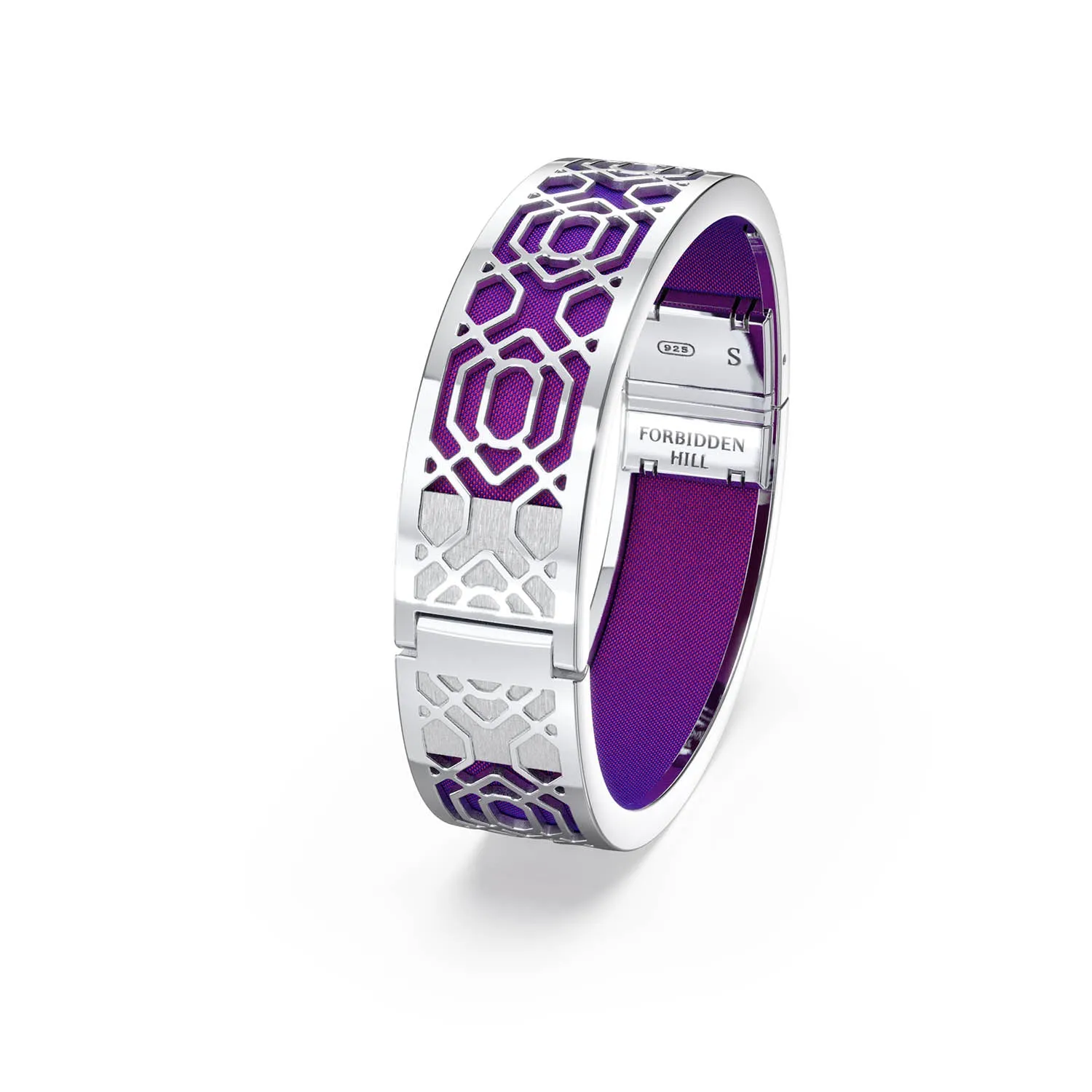 Peranakan Grace Bangle - Orchid Purple - Sterling Silver