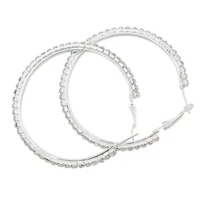 Silver Zircon Large Hoop Earrings For Women