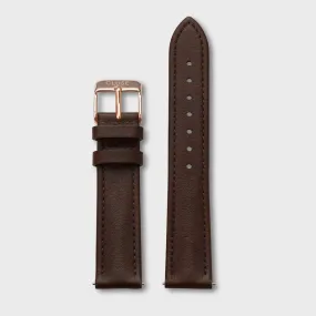 Strap 18 mm Leather Brown, Rose Gold Colour