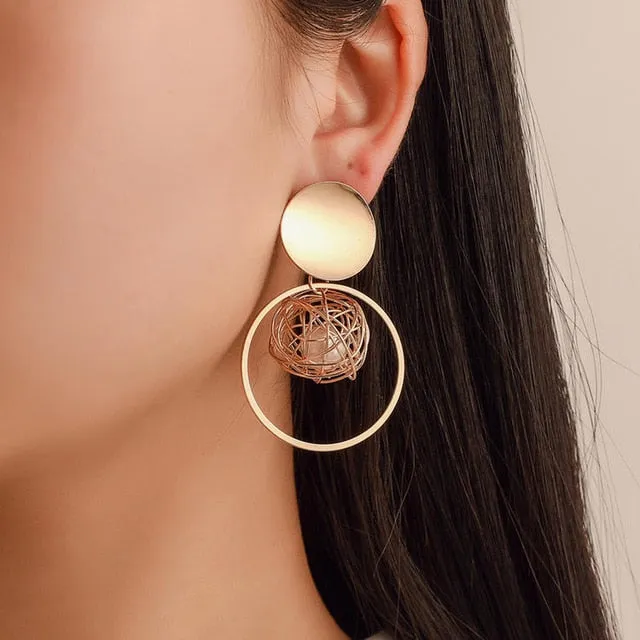 Vintage Geometric Gold Asymmetric Earring