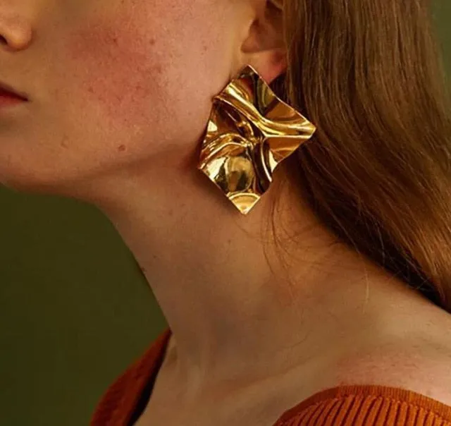 Vintage Geometric Gold Asymmetric Earring