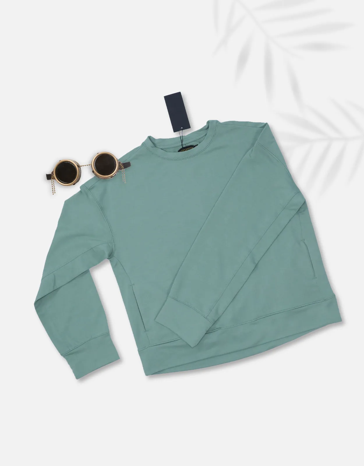 Women Basic Green Sweatshirt