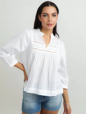 Women Cotton White Crisp Top