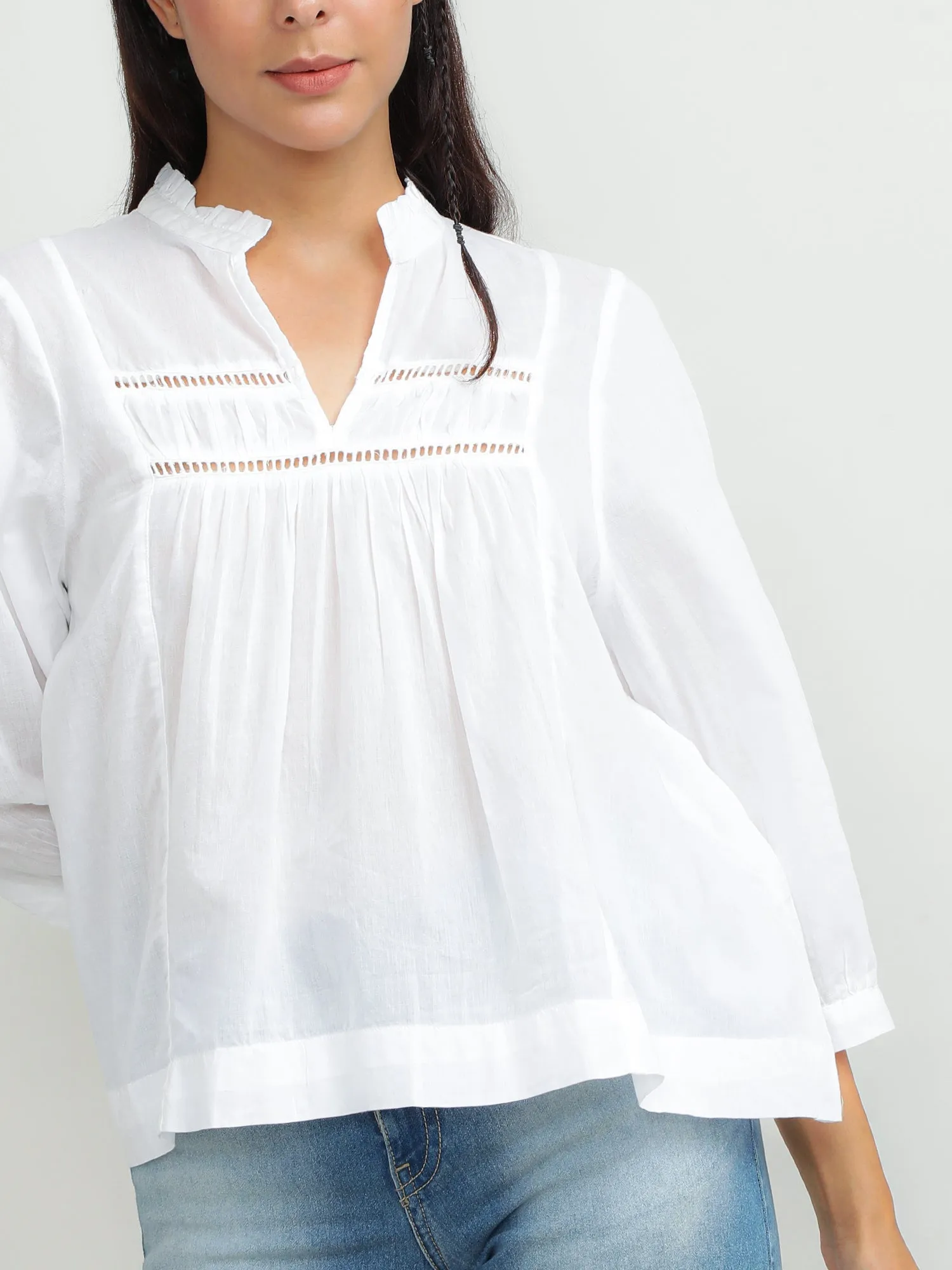 Women Cotton White Crisp Top