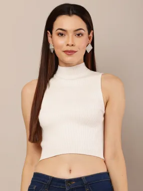 Women Fitted Ribbed Crop Top