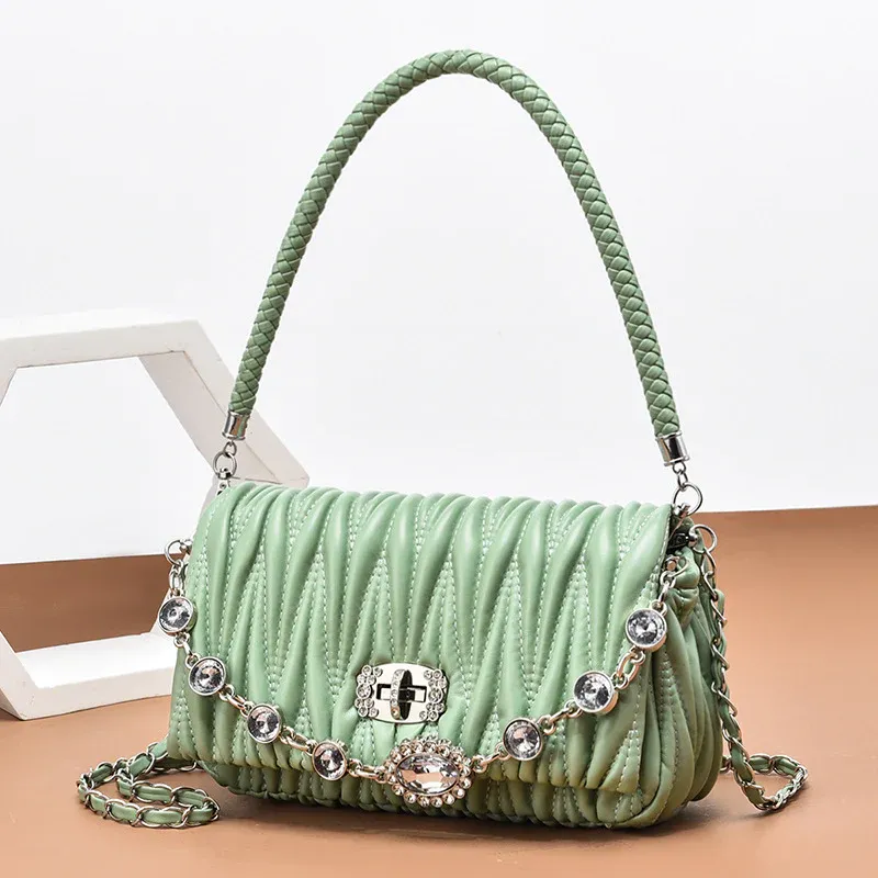 Women’s Soft Leather Rhinestone Handbags