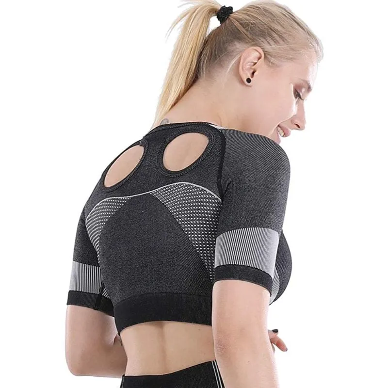 Workout Seamless Open Back Short Sleeves Top